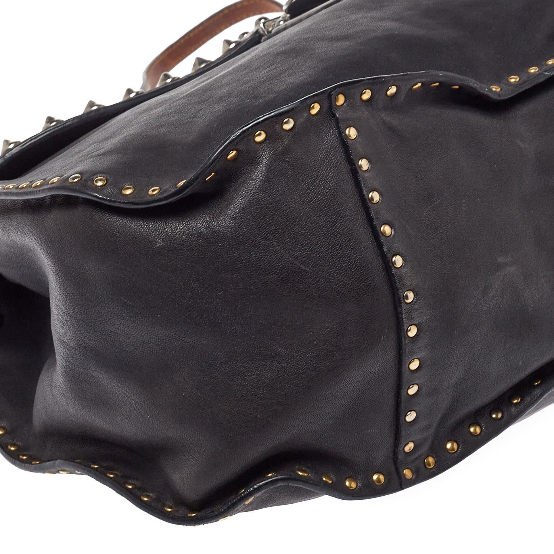 Miu Miu Black Leather Studded Shoulder Bag 3