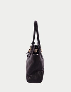 Miu Miu Black Leather Tote Bag with Gold Hardware