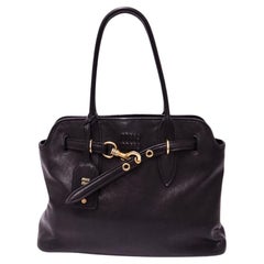 Miu Miu Black Leather Tote Bag with Gold Hardware Miu Miu Black Leather Tote Bag with Gold Hardware