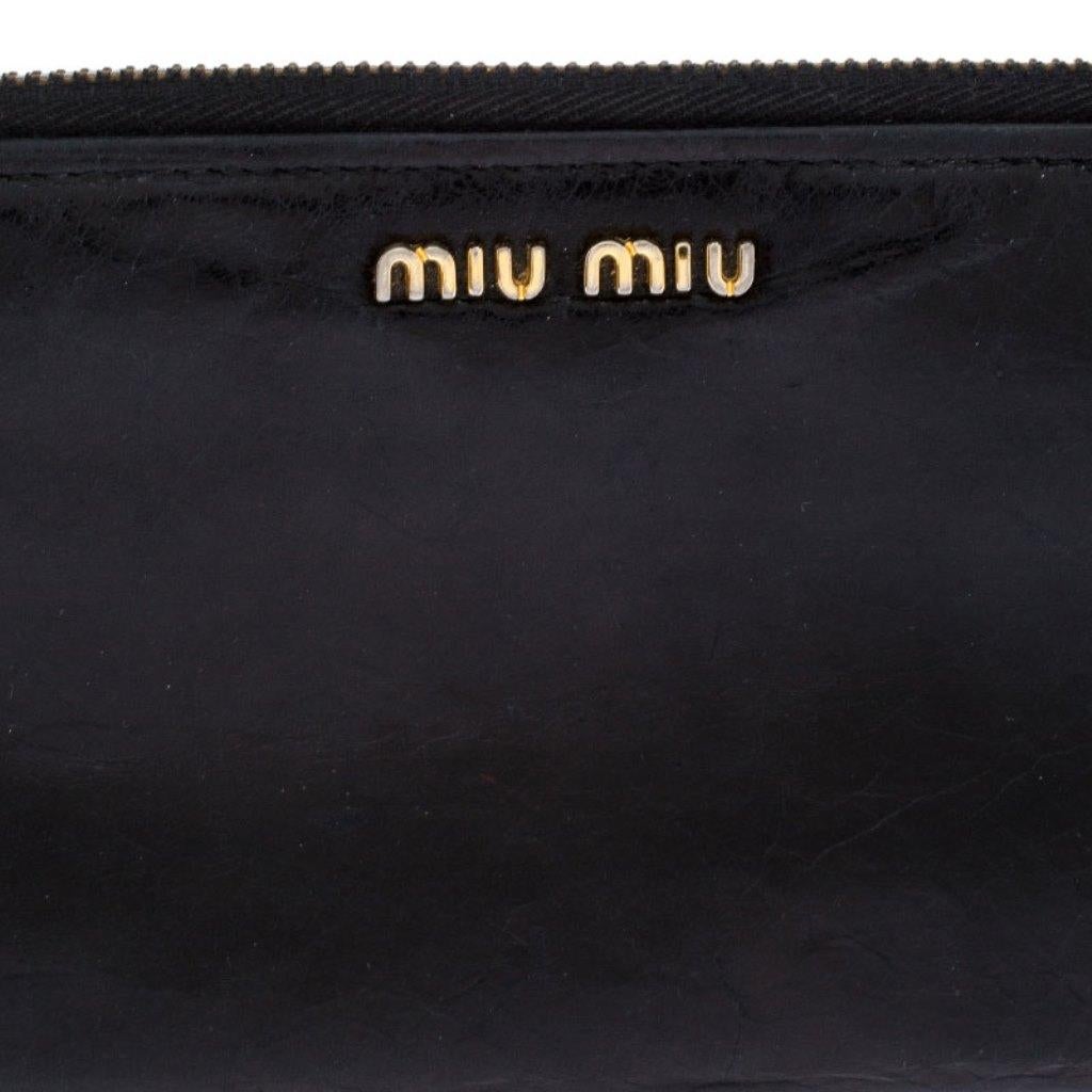 Miu Miu Black Leather Zip Around Wallet 1