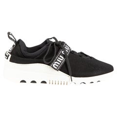 Miu Miu Black Logo Strap Lace-Up Trainers Size IT 40.5