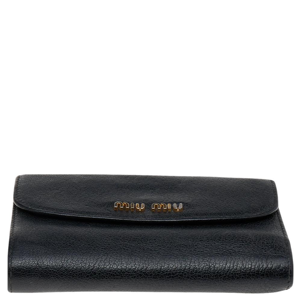 Miu Miu Black Madras Leather Compact Wallet 3
