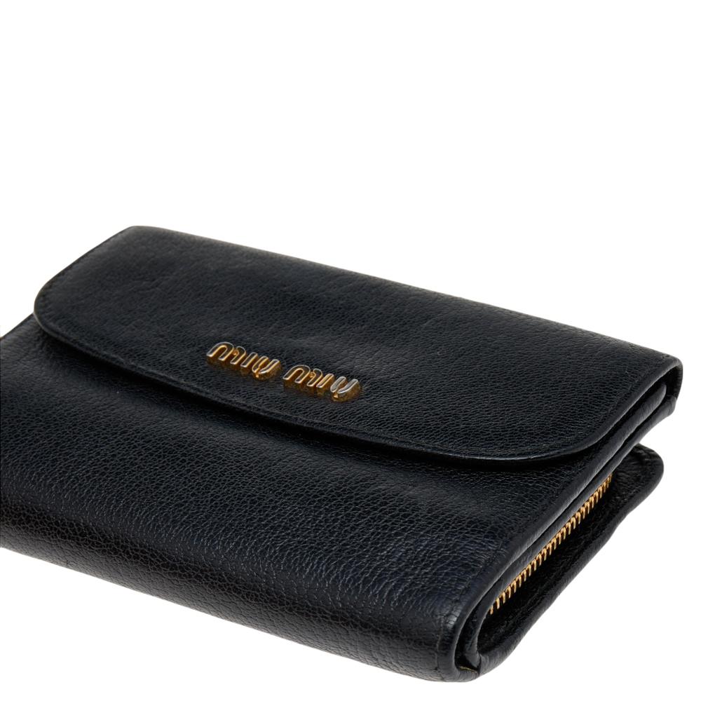 Miu Miu Black Madras Leather Compact Wallet 4