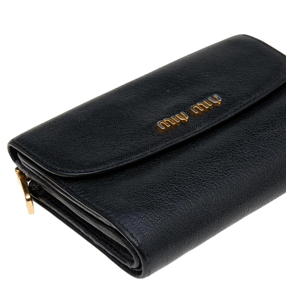 Miu Miu Black Madras Leather Compact Wallet 5