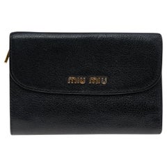 Miu Miu Black Madras Leather Compact Wallet