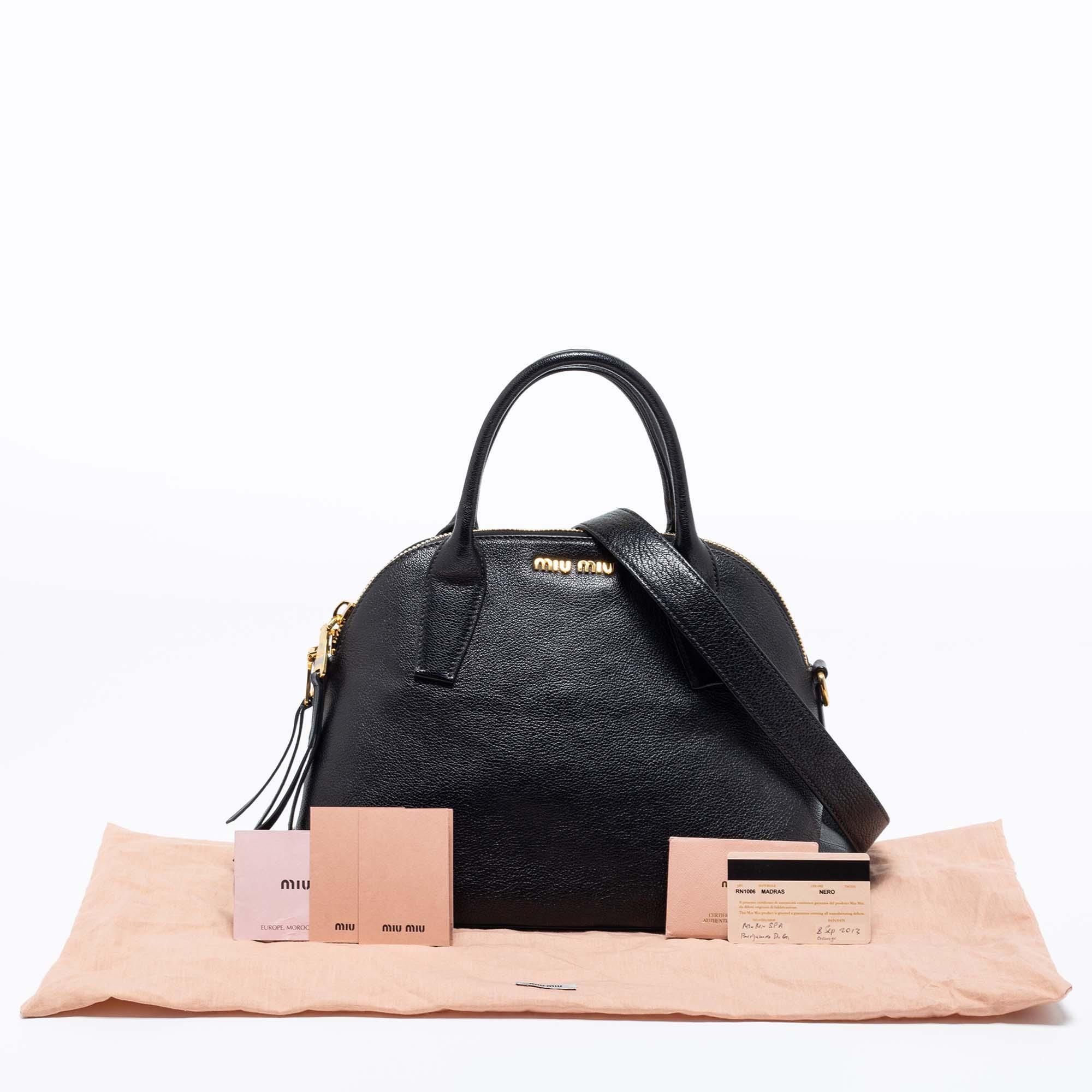 Miu Miu Black Madras Leather Dome Satchel 6