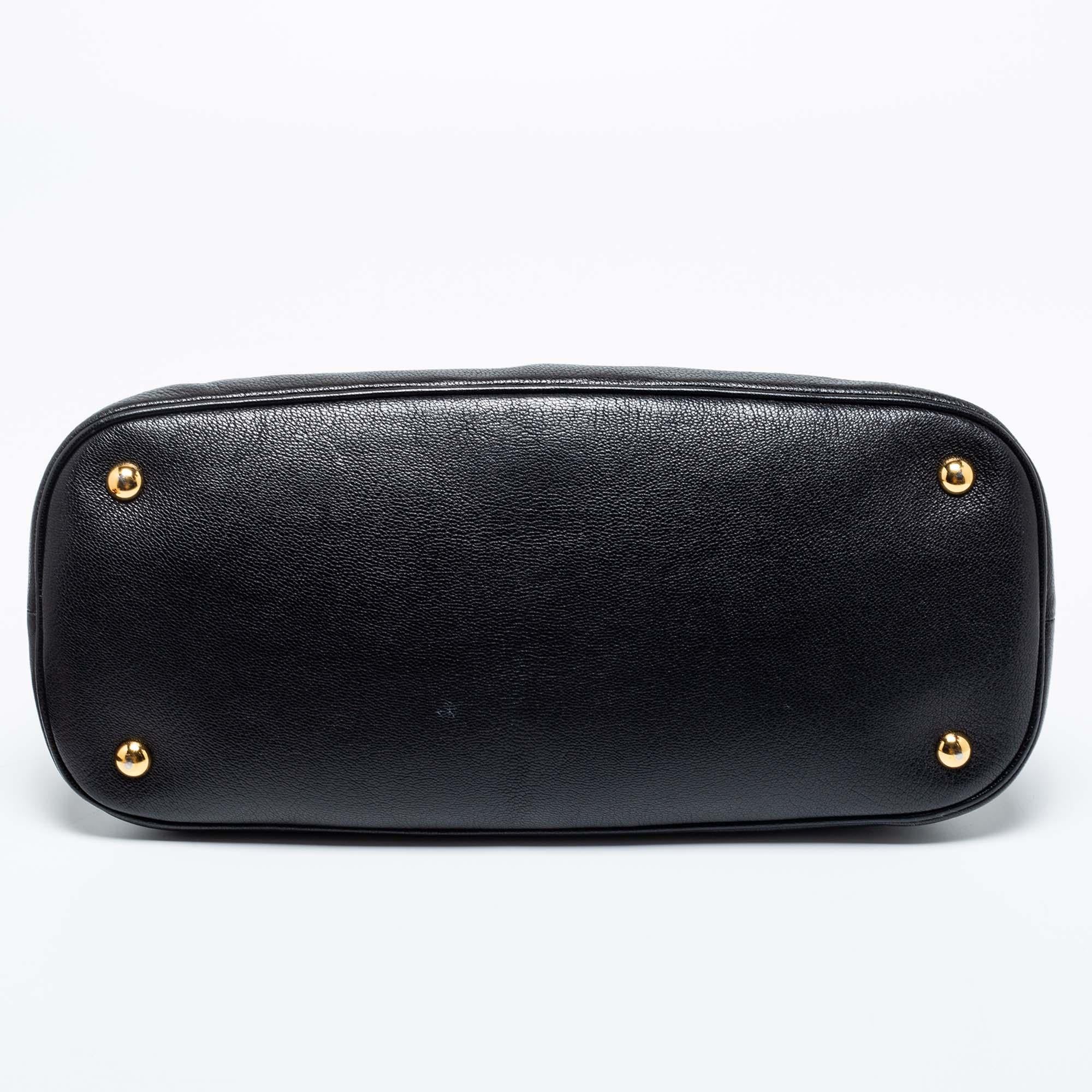 Miu Miu Black Madras Leather Dome Satchel 2