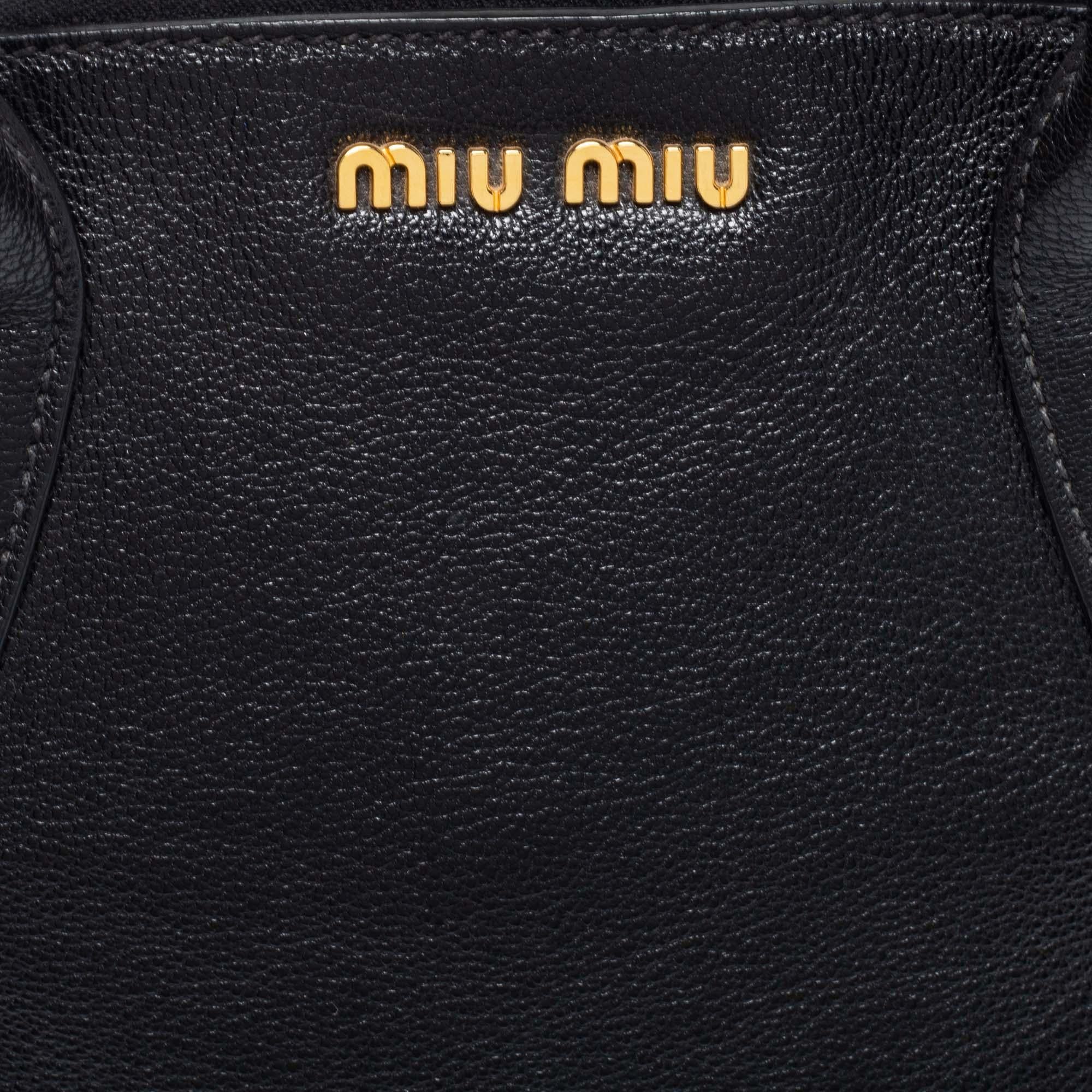 Miu Miu Black Madras Leather Dome Satchel 3