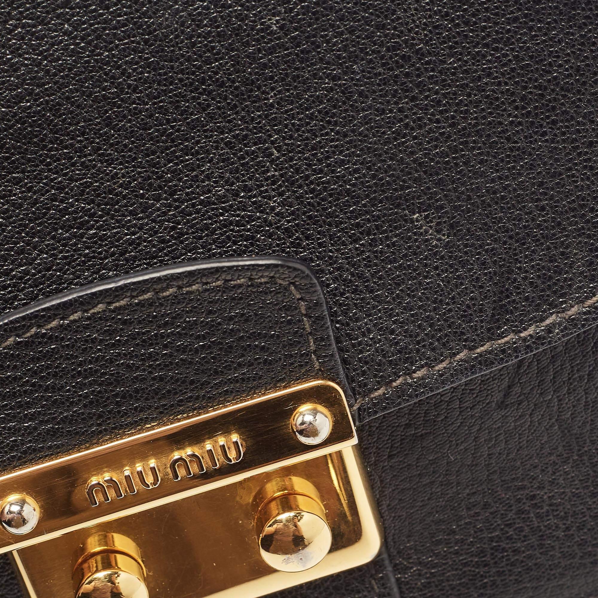 Miu Miu Black Madras Leather Flap Shoulder Bag 3