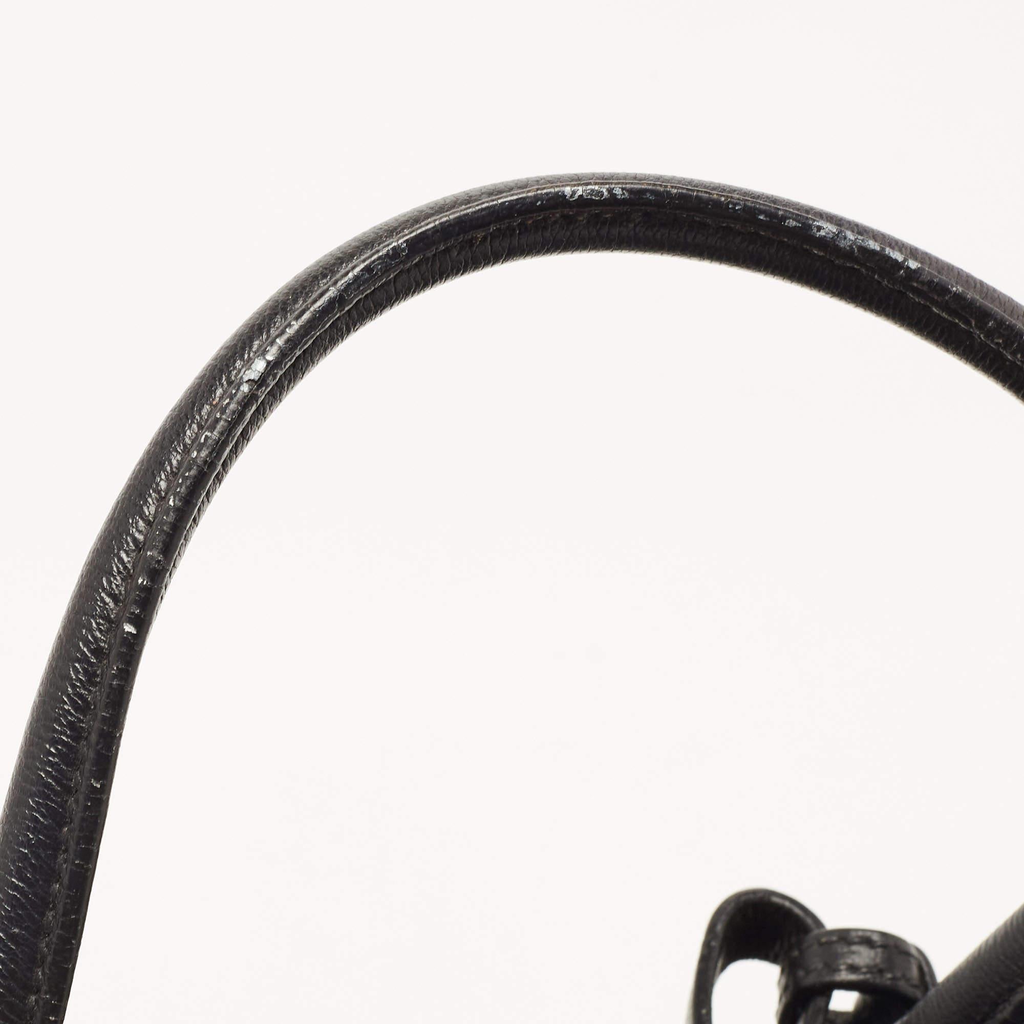 Miu Miu Black Madras Leather Pushlock Tote 10