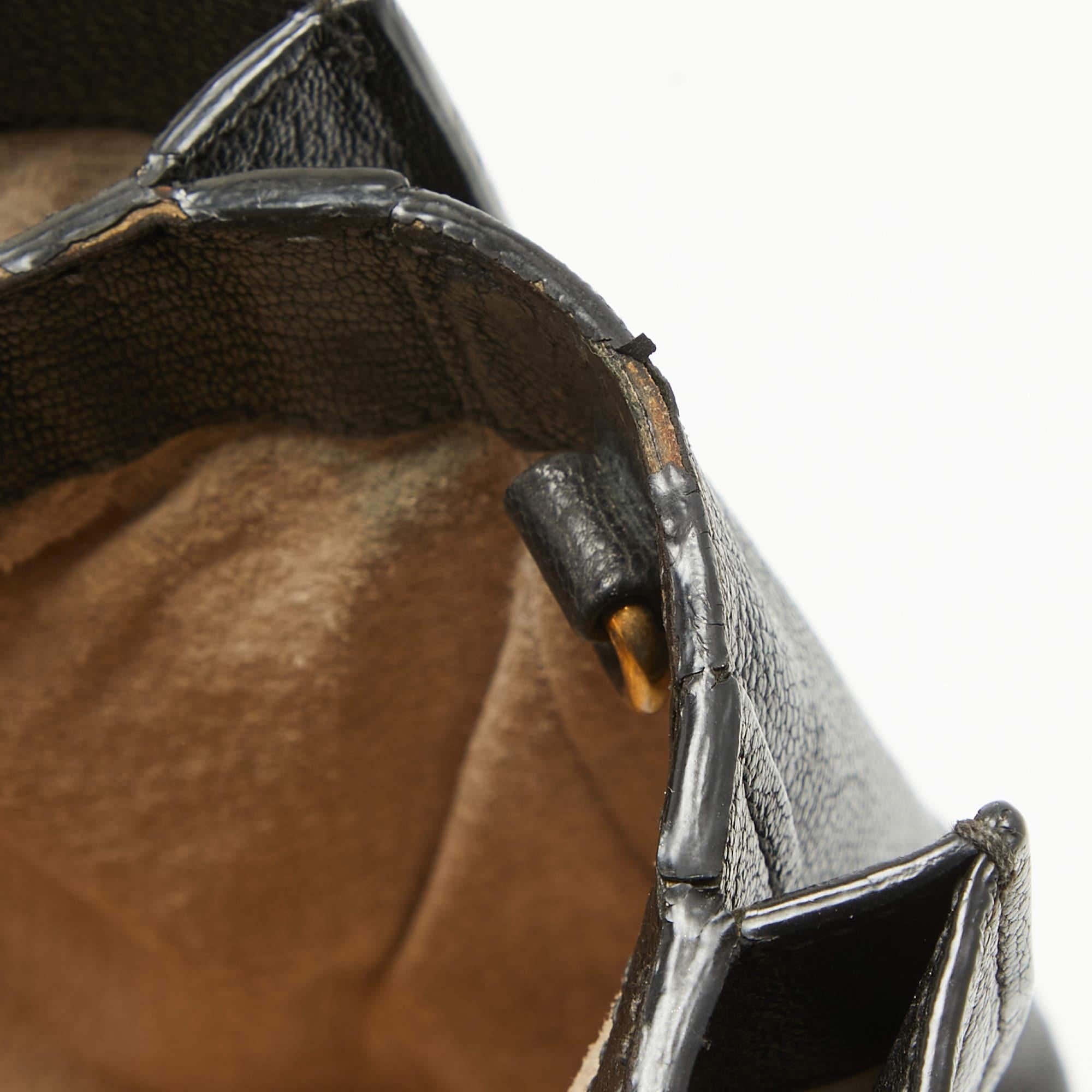 Miu Miu Black Madras Leather Pushlock Tote For Sale 10