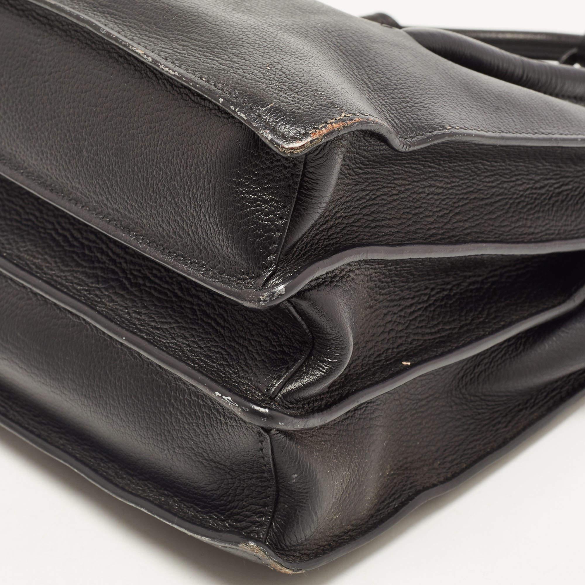 Miu Miu Black Madras Leather Pushlock Tote 12