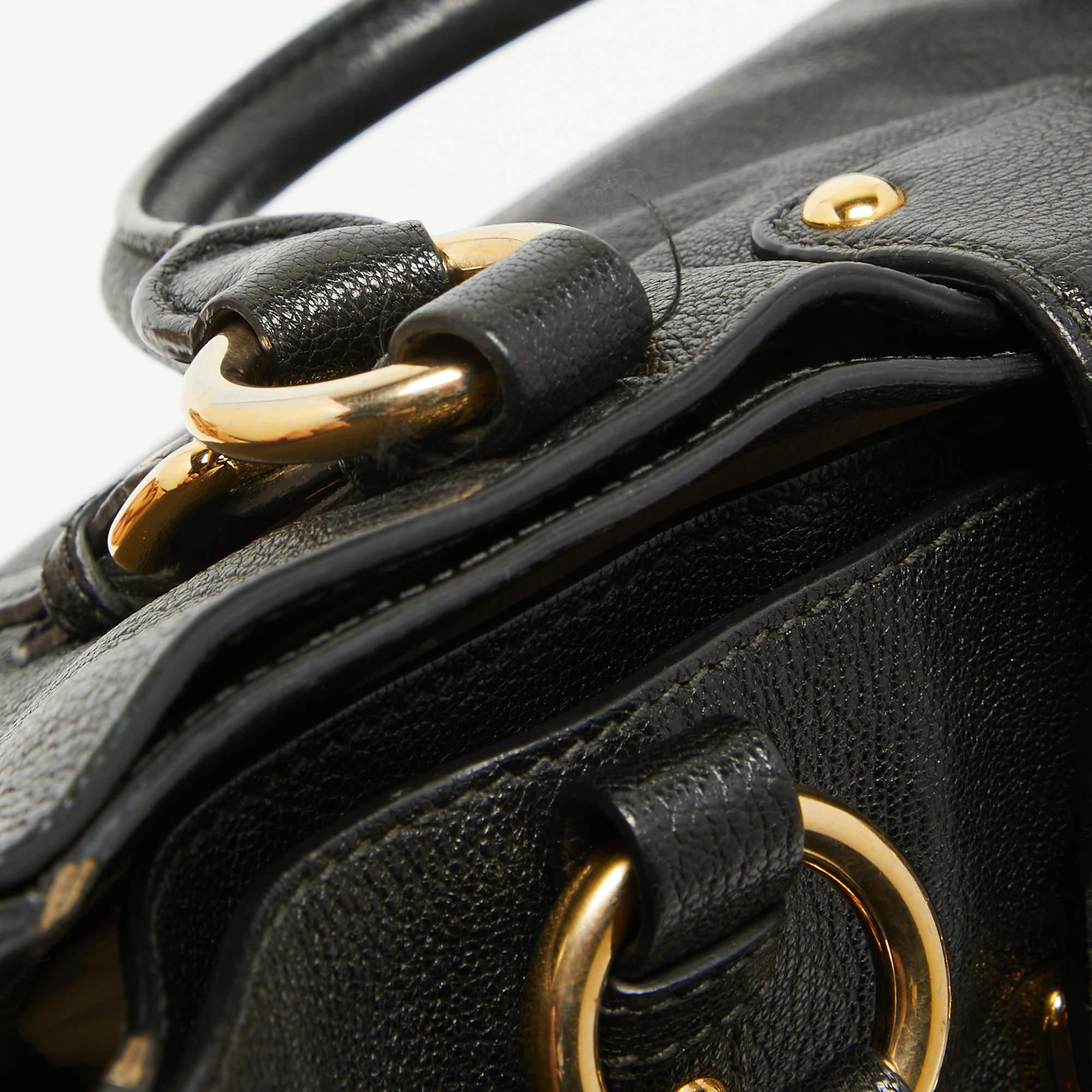 Miu Miu Black Madras Leather Pushlock Tote For Sale 12