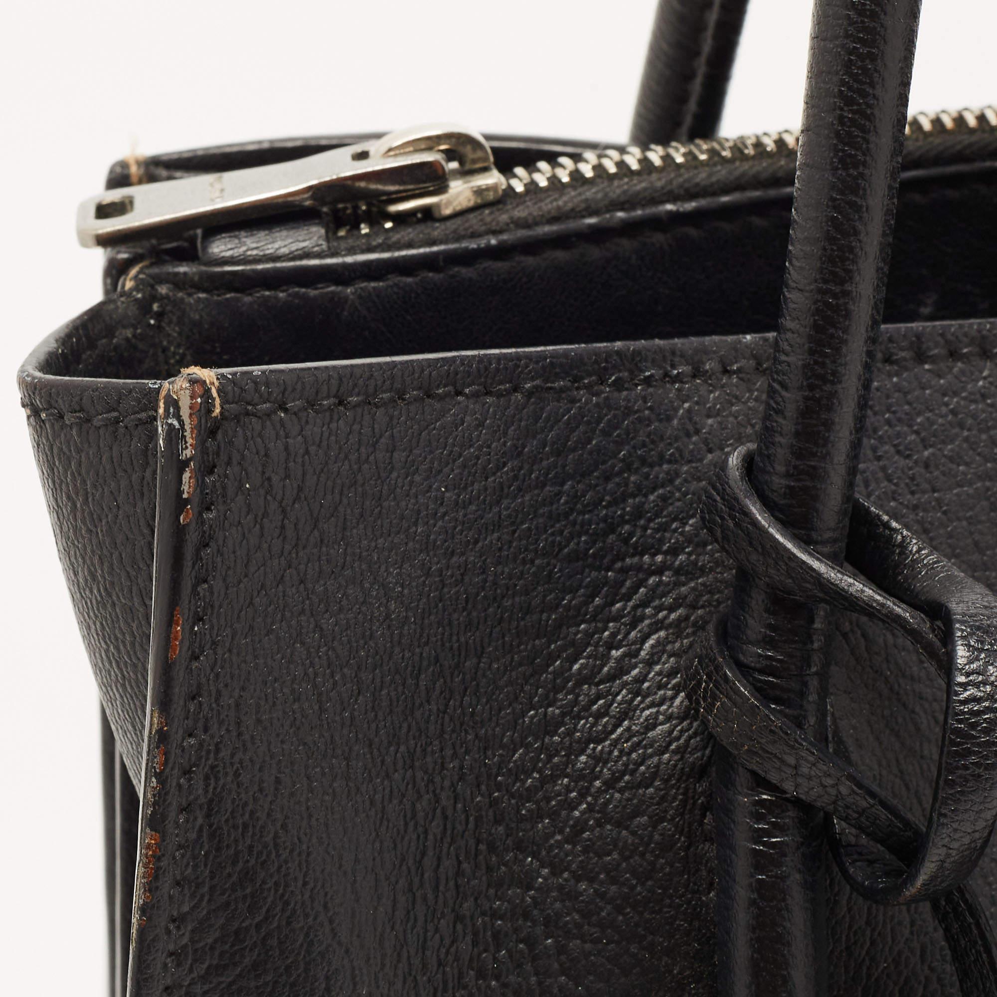 Miu Miu Black Madras Leather Pushlock Tote 15