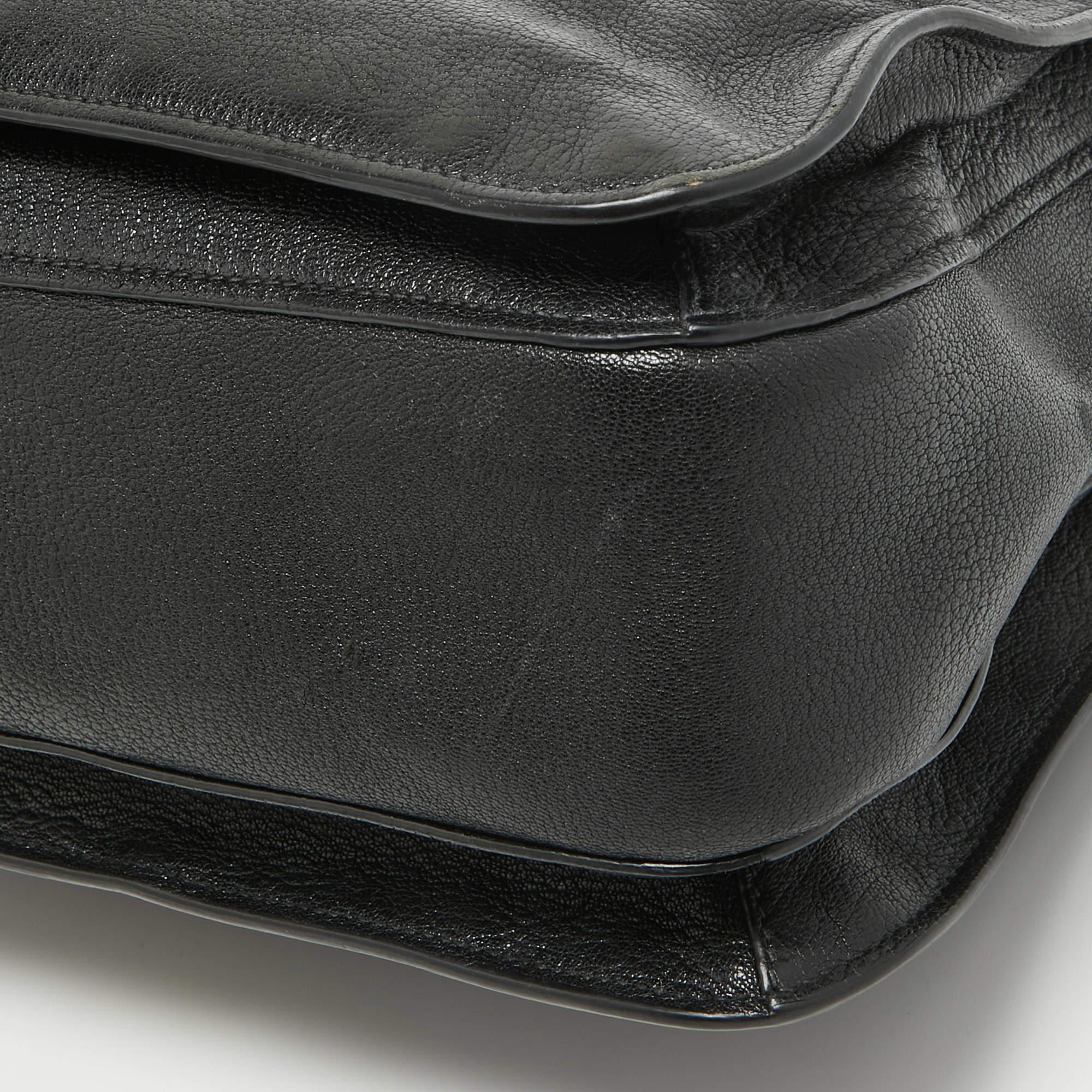 Miu Miu Black Madras Leather Pushlock Tote For Sale 3