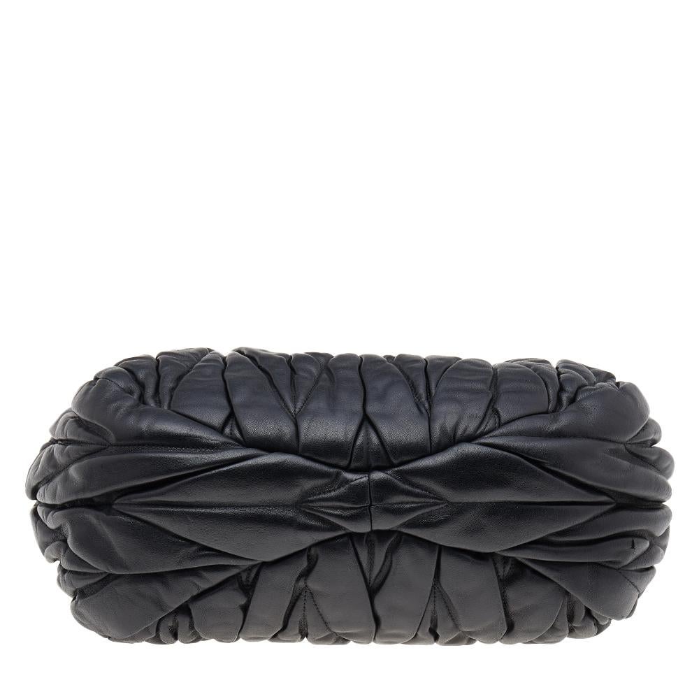 Miu Miu Black Matelassé Leather Bauletto Aperto Shoulder Bag 2