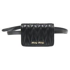 Miu Miu Black Matelasse Leather Belt Bag