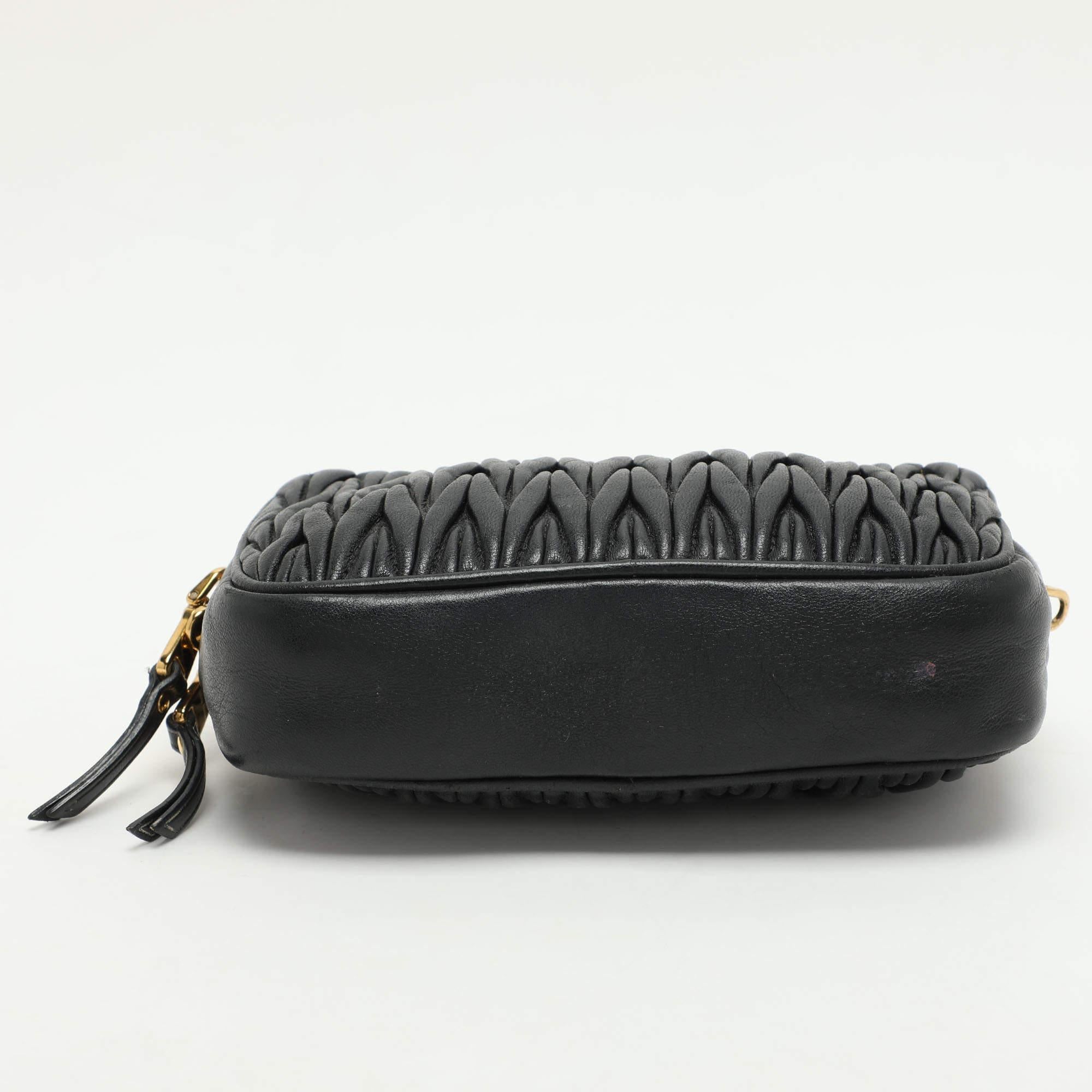 Miu Miu Black Matelasse Leather Camera Crossbody Bag 2
