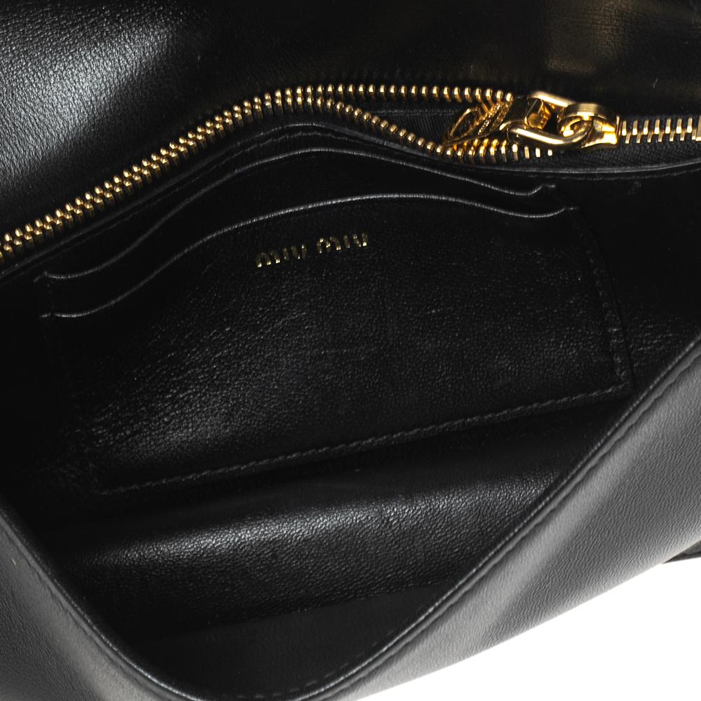 Miu Miu Black Matelassé Leather Chain Clutch 2