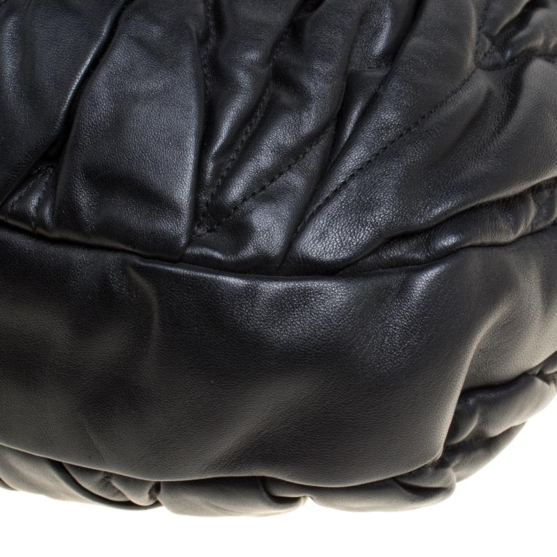 Miu Miu Black Matelasse Leather Coffer Hobo 6