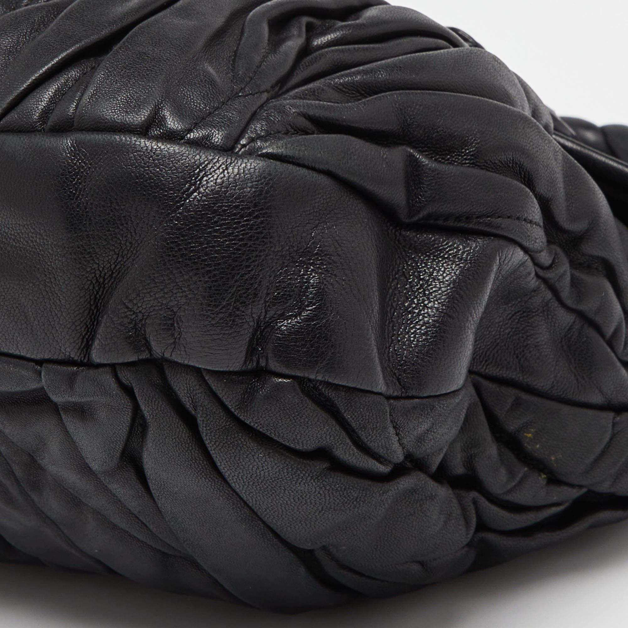 Women's Miu Miu Black Matelassé Leather Coffer Hobo For Sale