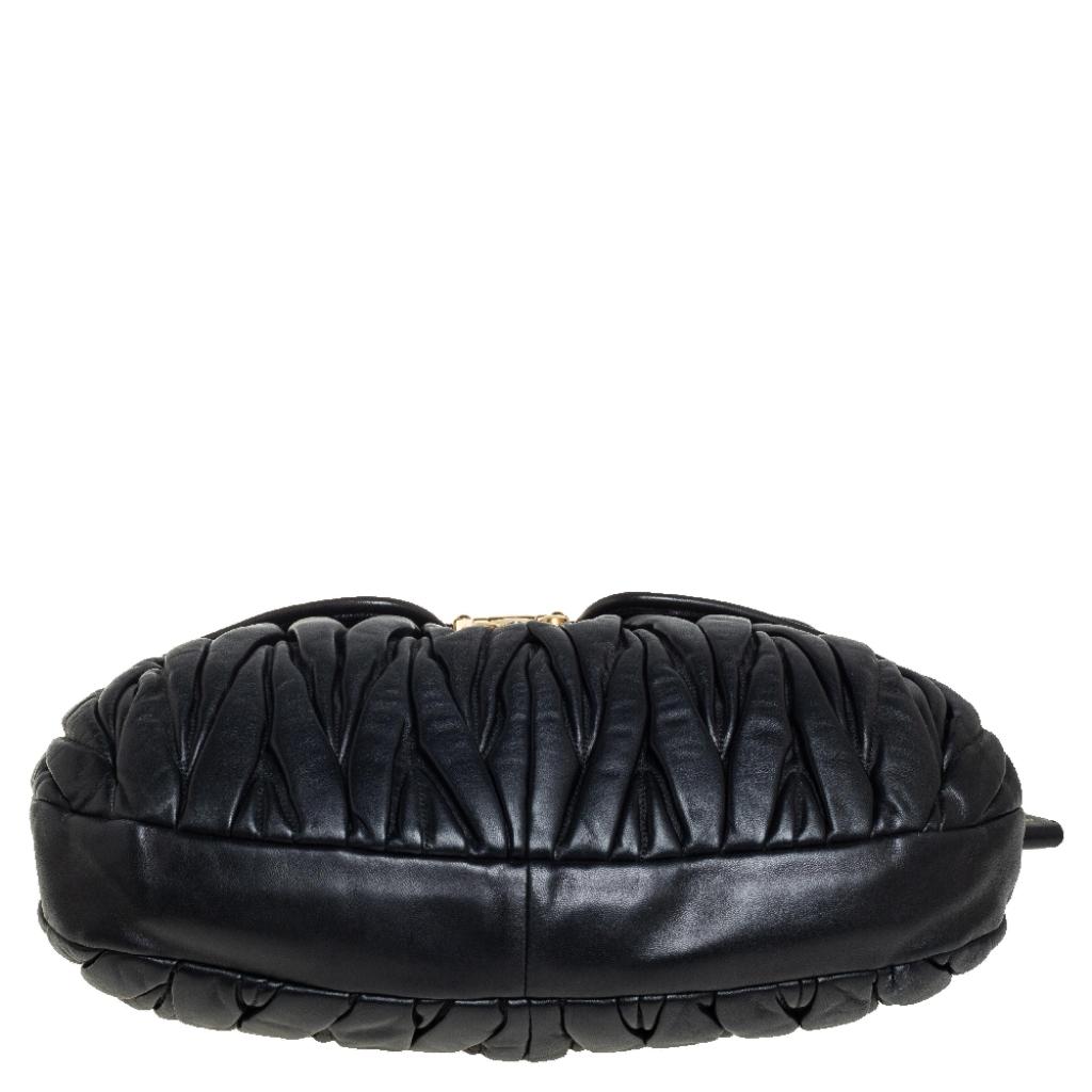 Miu Miu Black Matelassé Leather Coffer Hobo 1