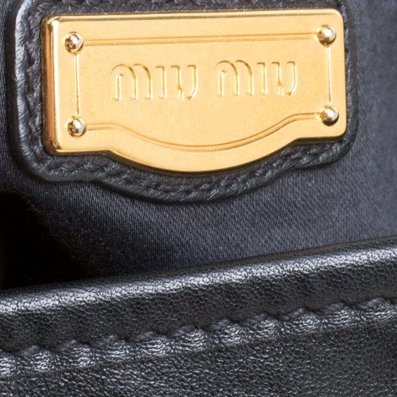Miu Miu Black Matelasse Leather Coffer Hobo 4
