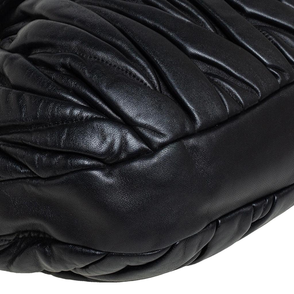 Miu Miu Black Matelassé Leather Coffer Hobo 4