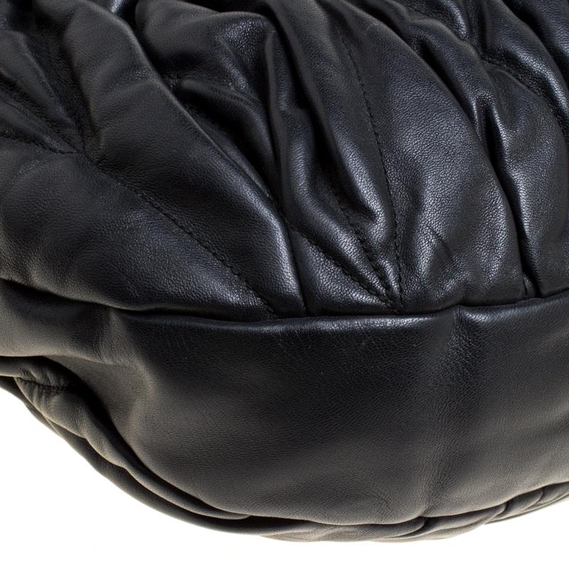 Miu Miu Black Matelasse Leather Coffer Hobo 5