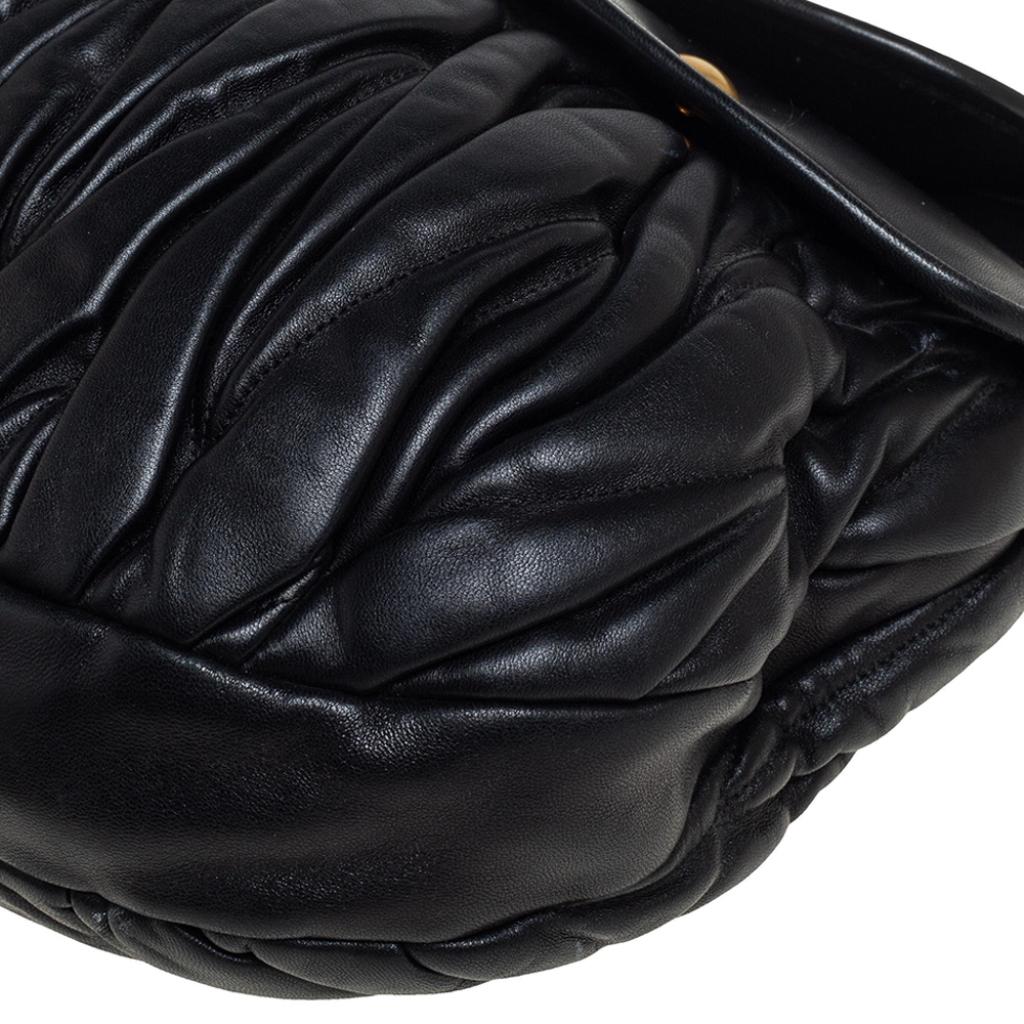 Miu Miu Black Matelassé Leather Coffer Hobo 5