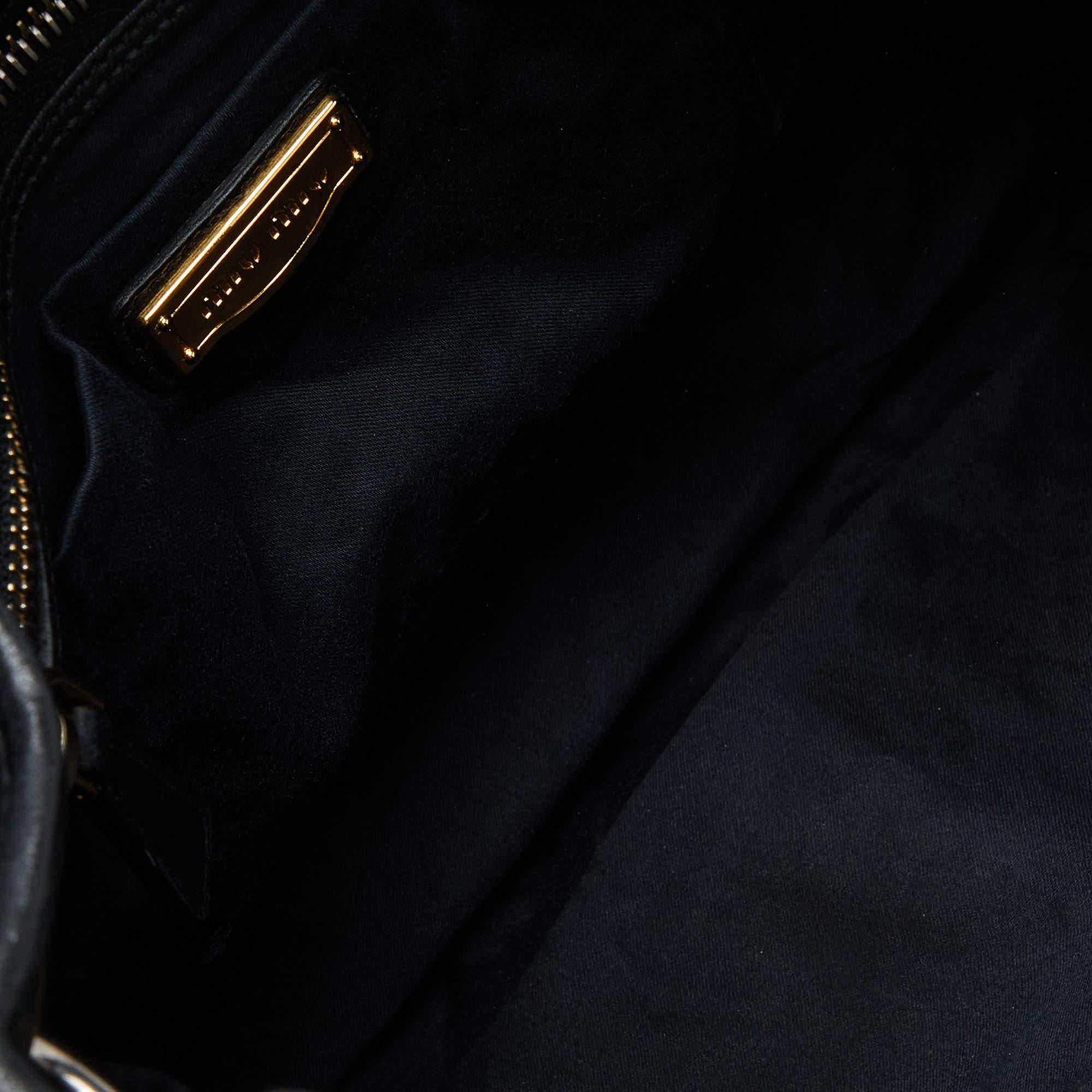 Miu Miu Black Matelassé Leather Coffer Hobo For Sale 5