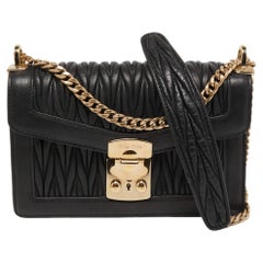 Miu Miu Black Matelassé Leather Confidential Shoulder Bag
