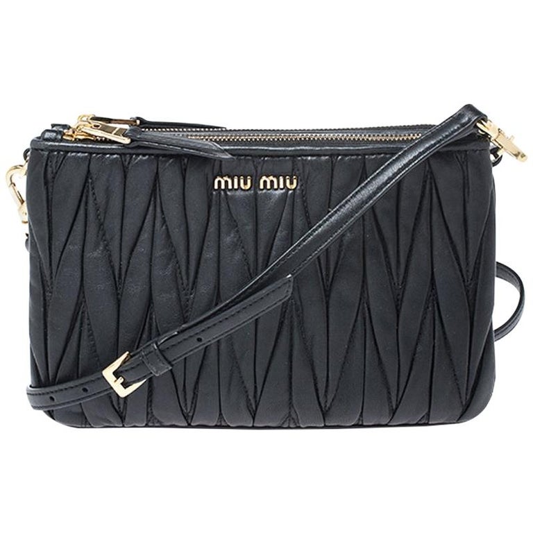 Miu Miu Black Matelasse Leather Crossbody Bag For Sale at 1stDibs miu