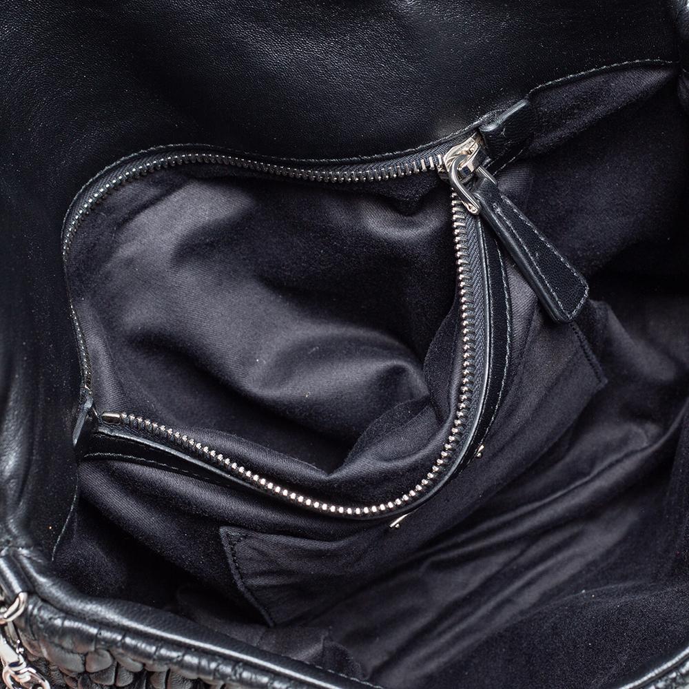 Miu Miu Black Matelassé Leather Crystal Embellished Shoulder Bag 5