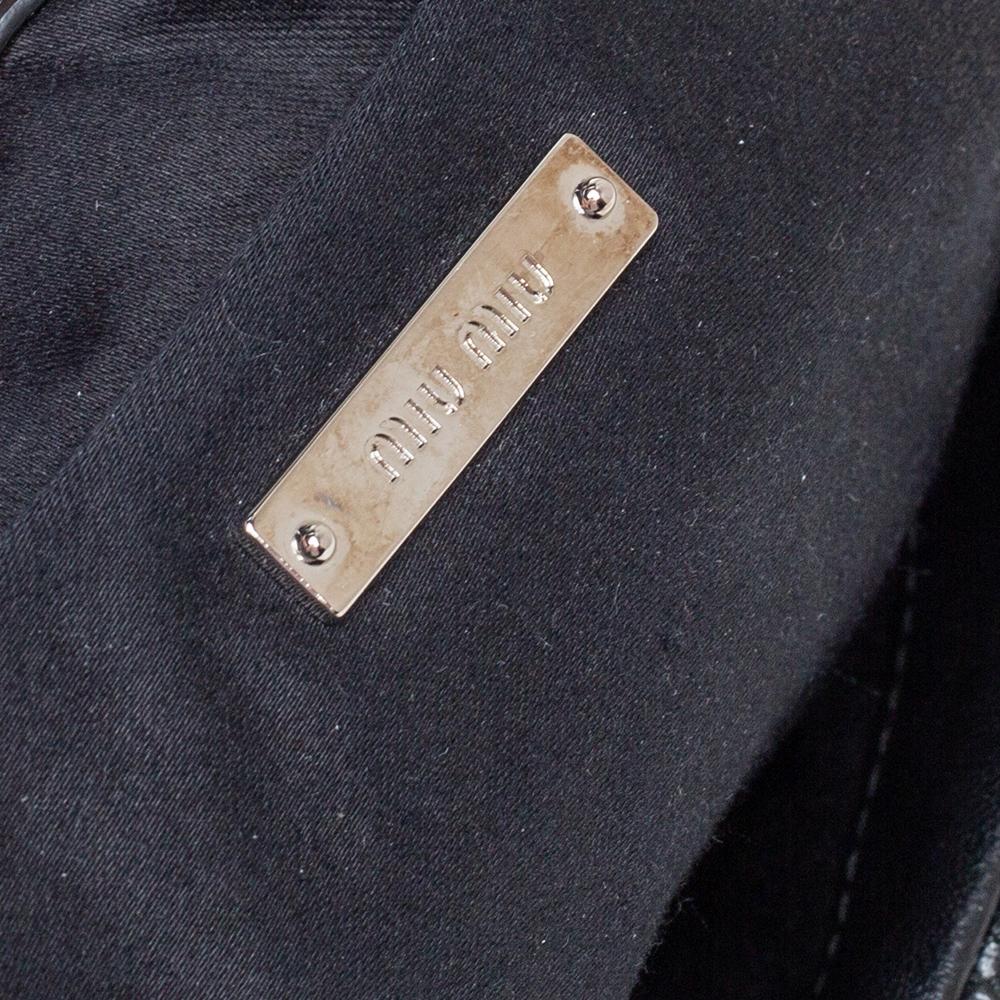 Women's Miu Miu Black Matelassé Leather Crystal Embellished Shoulder Bag