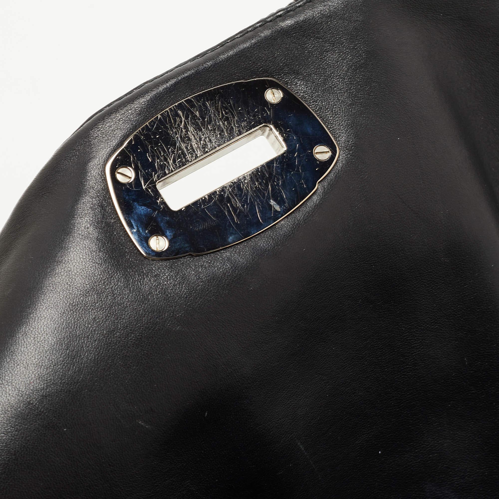 Miu Miu Black Matelassé Leather Crystal Flap Shoulder Bag 6