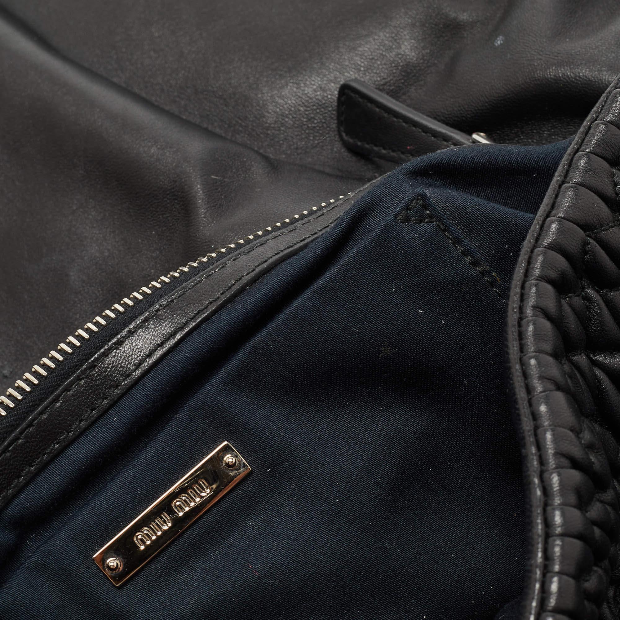 Miu Miu Black Matelassé Leather Crystal Flap Shoulder Bag 10