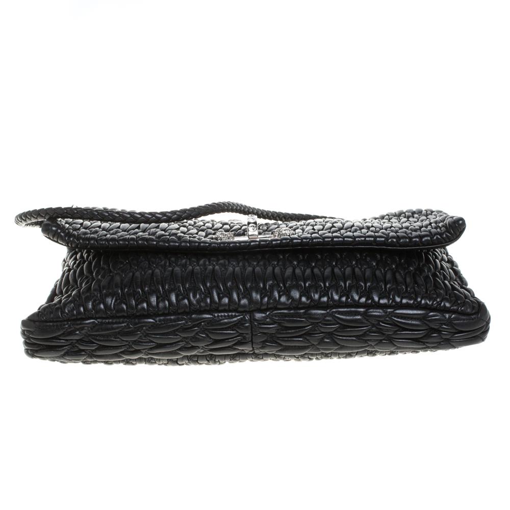 Miu Miu Black Matelasse Leather Crystal Shoulder Bag 1