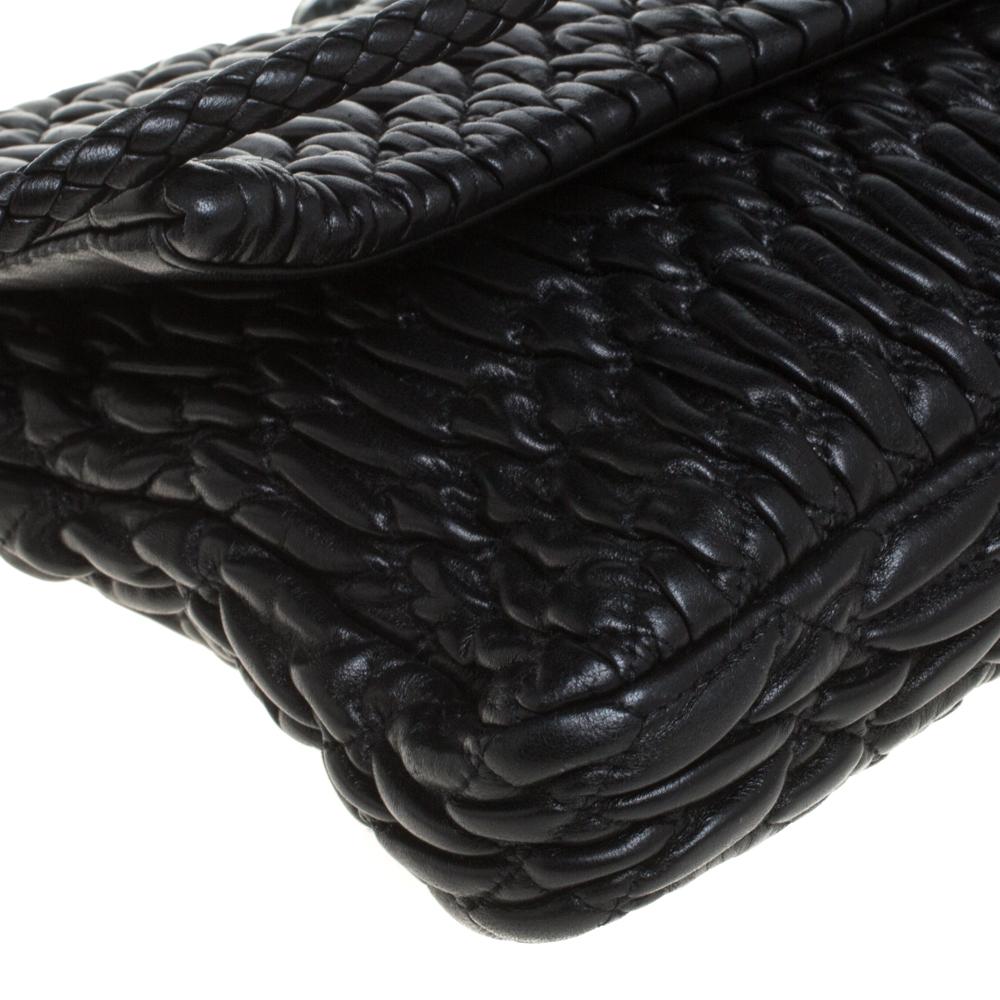 Miu Miu Black Matelasse Leather Crystal Shoulder Bag 4