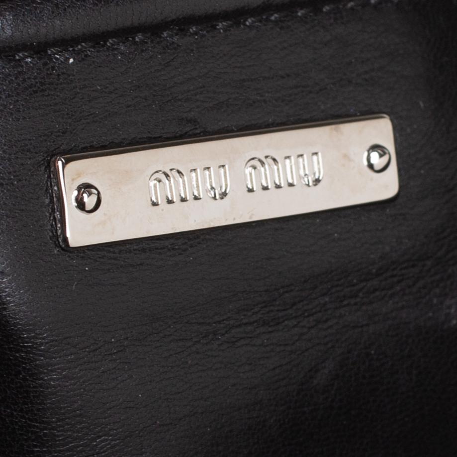 Miu Miu Black Matelasse Leather Crystal Shoulder Bag 5