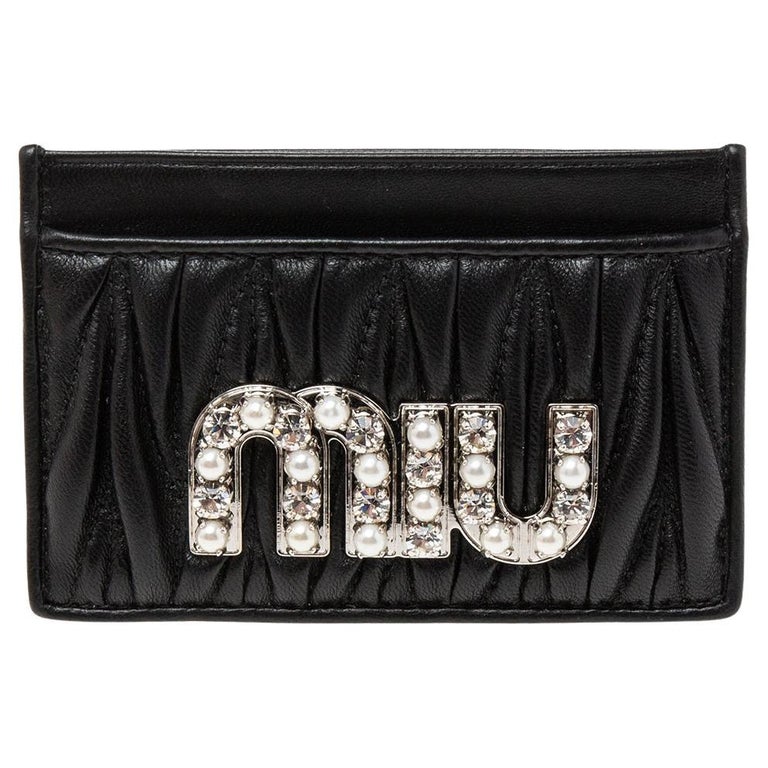Miu Miu Black Matelasse Nappa Leather Crystal Shoulder Bag at 1stDibs