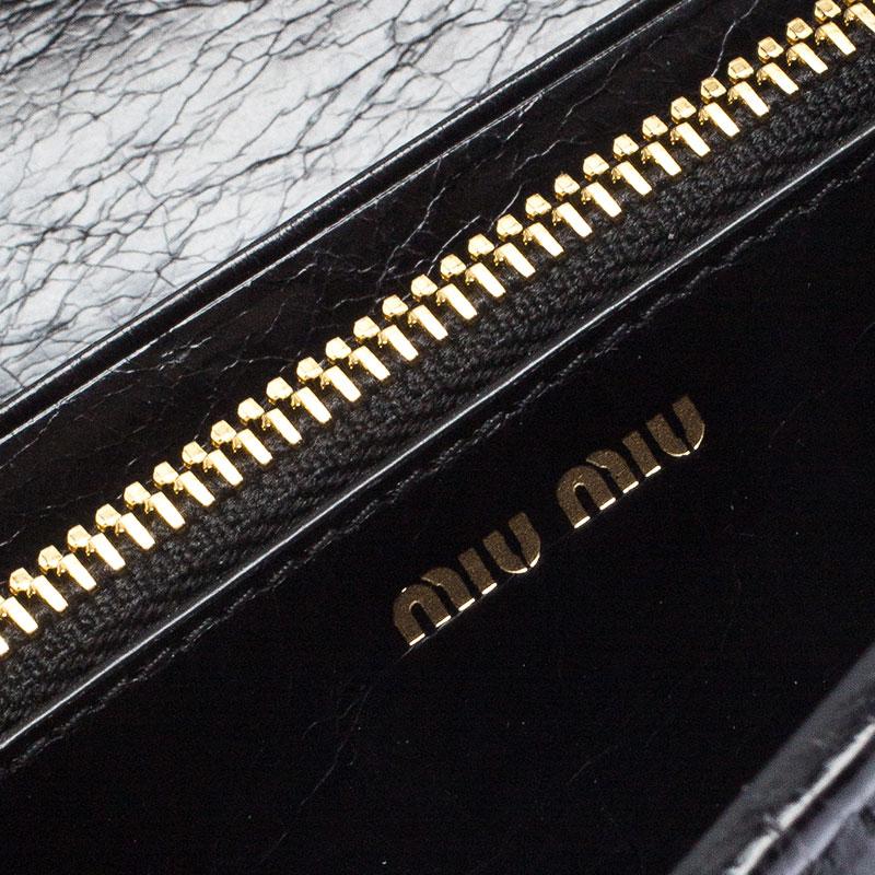 Miu Miu Black Matelassé Leather Flap Continental Wallet 1