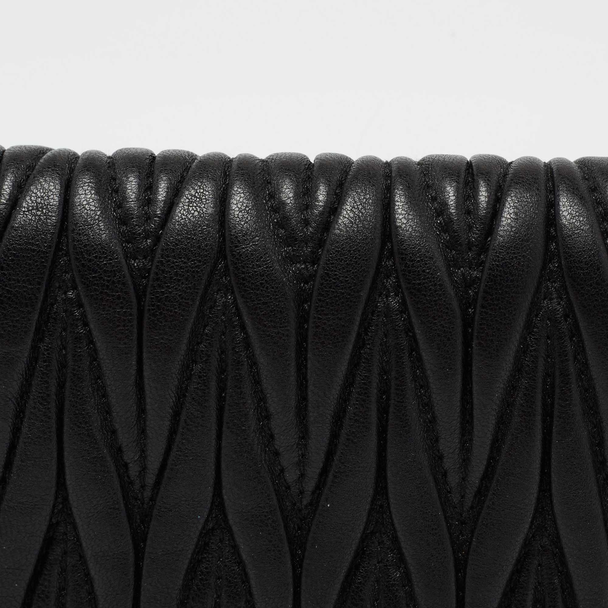 Miu Miu Black Matelasse Leather Flap Continental Wallet 2