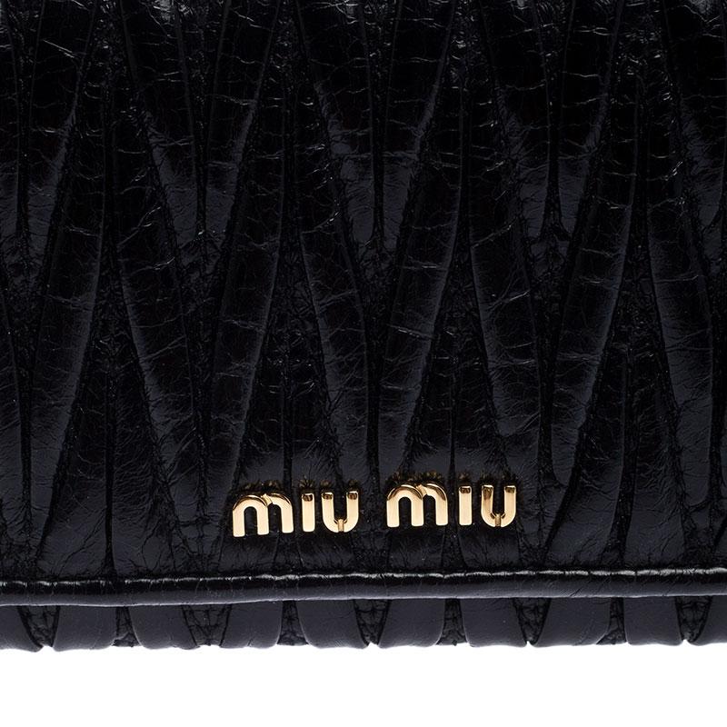 Miu Miu Black Matelassé Leather Flap Continental Wallet 3