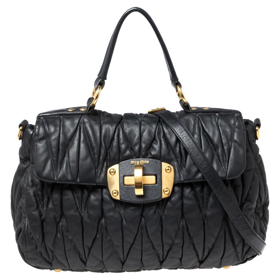 Miu Miu Black Matelass Leather Flap Satchel For Sale At 1stDibs Miu Miu Black Matelass Leather Flap Satchel For Sale At 1stDibs