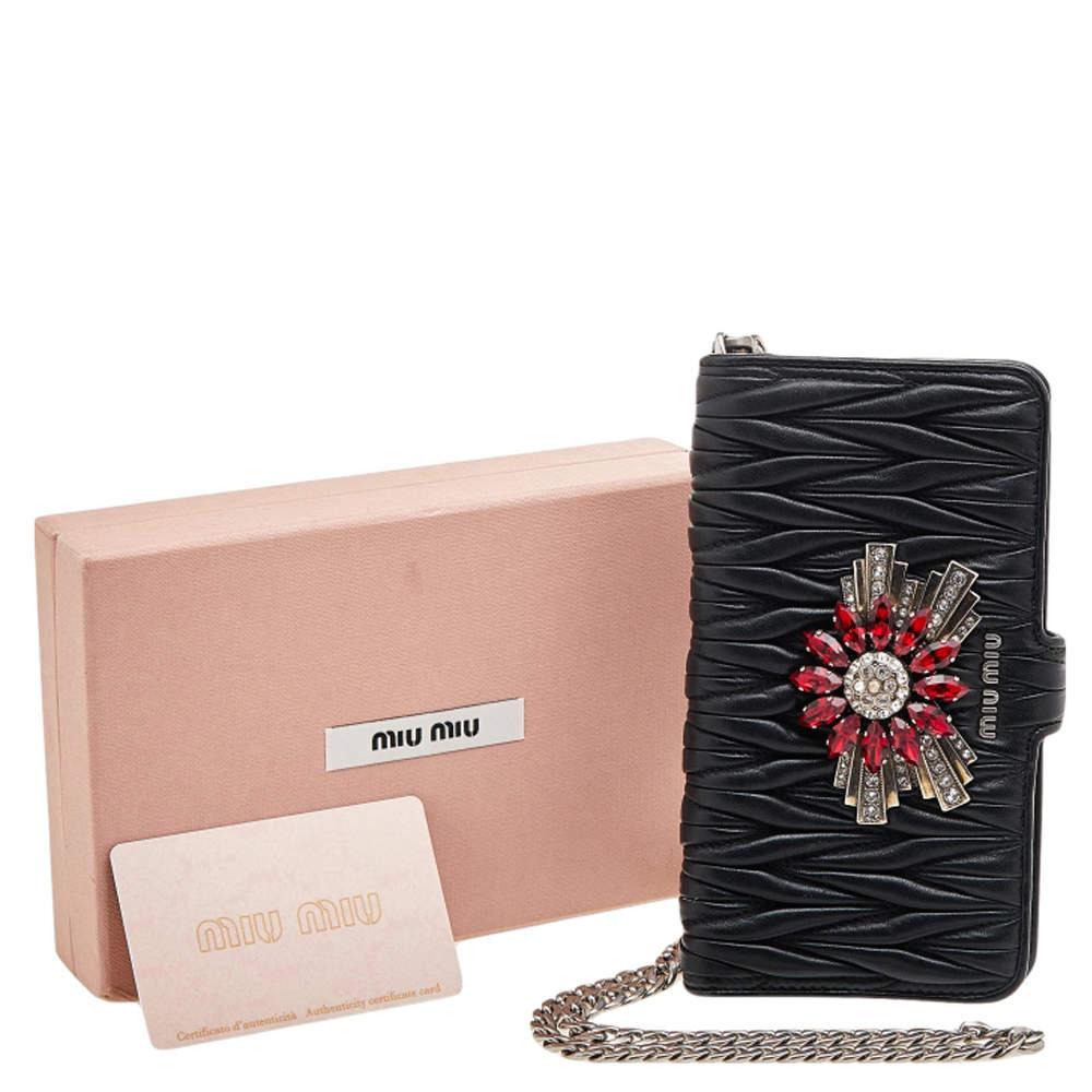 Miu Schwarz Matelasse Leder-Etui mit Blumenverzierung iPhone 8 Plus 5