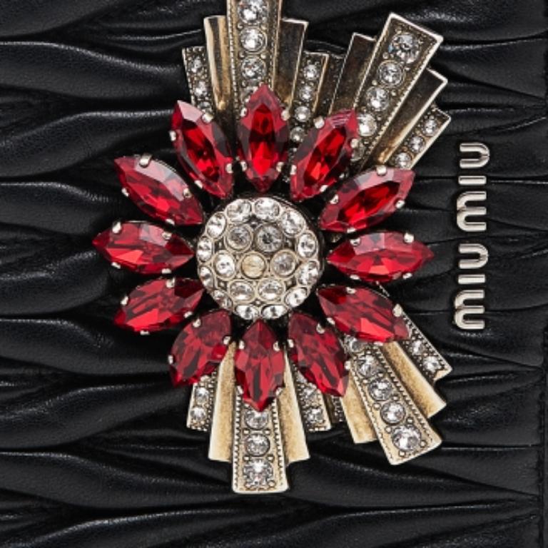 Miu Miu Black Matelasse Leather Flower Embellished iPhone 8 Plus Case For Sale 4