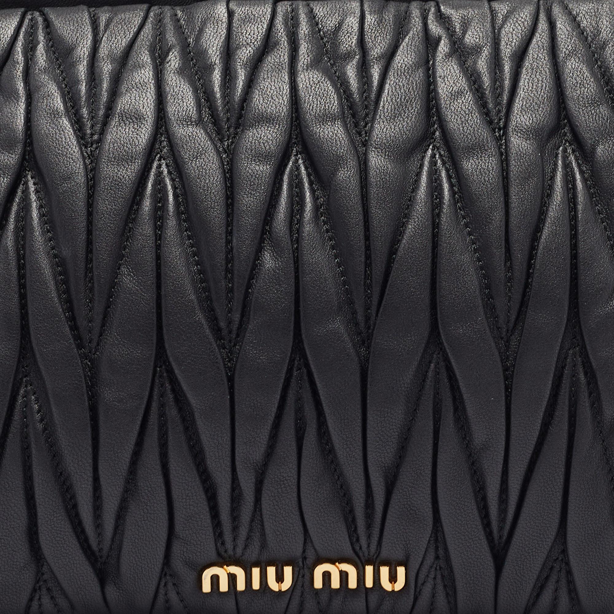 Miu Miu Black Matelassé Leather Frame Clutch 6