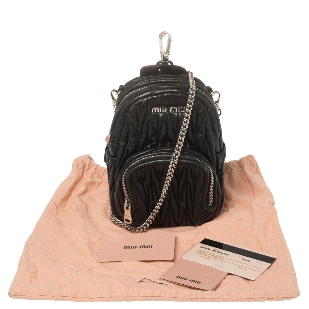 Miu Miu Black Matelass Leather Mini Backpack