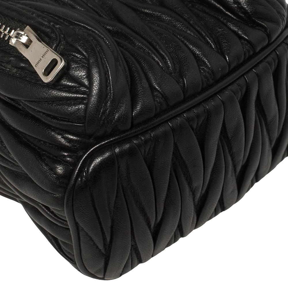 Miu Miu Black Matelassé Leather Mini Backpack In Good Condition In Dubai, Al Qouz 2